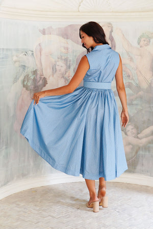 Terry Dress Shirt Collar Sleeveless Midi Length Poliamide Taffta (Gentlemans Dot)