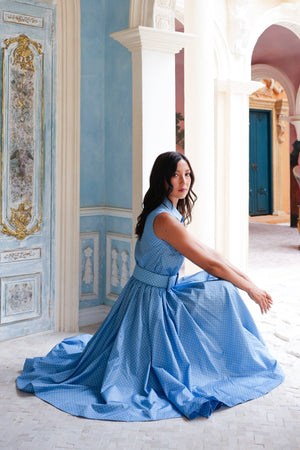 Terry Dress Shirt Collar Sleeveless Midi Length Poliamide Taffta (Gentlemans Dot)