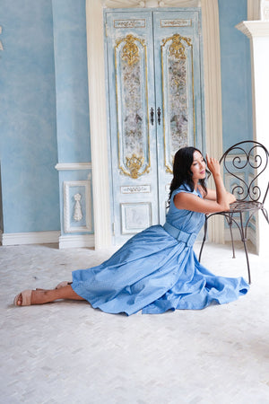 Terry Dress Shirt Collar Sleeveless Midi Length Poliamide Taffta (Gentlemans Dot)