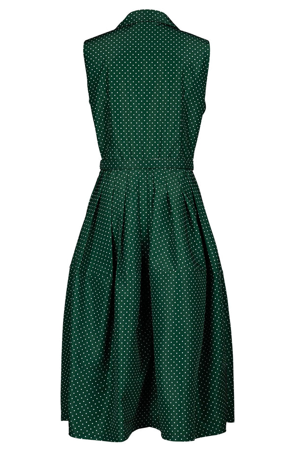 Claire Dress Shirt Collar Sleeveless Long Length Poliamide Taffta (Gentlemans Dots Dark)