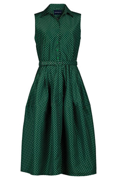 Claire Dress Shirt Collar Sleeveless Long Length Poliamide Taffta (Gentlemans Dots Dark)