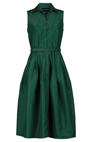 Claire Dress Shirt Collar Sleeveless Long Length Poliamide Taffta (Gentlemans Dots Dark)