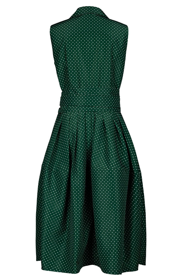 Claire Dress Shirt Collar Sleeveless Long Length Poliamide Taffta (Gentlemans Dots Dark)