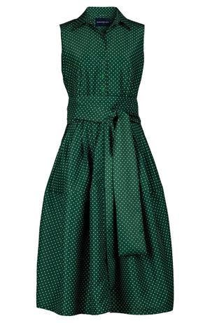 Claire Dress Shirt Collar Sleeveless Long Length Poliamide Taffta (Gentlemans Dots Dark)