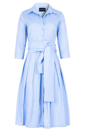 Audrey Dress #1 Shirt Collar 3/4 Sleeve Regular +3 Length Cotton Stretch (Gentlemans Dot)