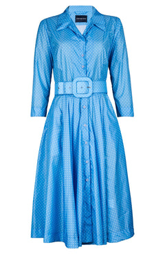 Laurent Dress Shirt Collar 3/4 Sleeve Long Length Poliamide Taffta (Gentlemans Dot)