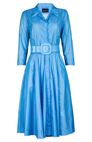 Laurent Dress Shirt Collar 3/4 Sleeve Long Length Poliamide Taffta (Gentlemans Dot)