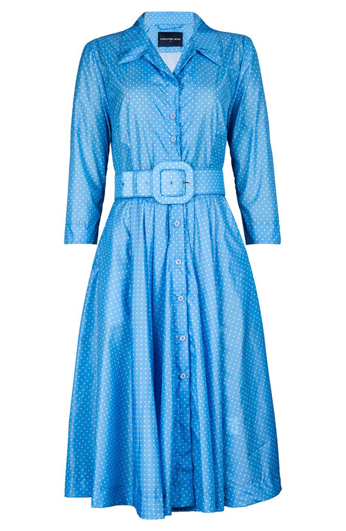 Laurent Dress Shirt Collar 3/4 Sleeve Long Length Poliamide Taffta (Gentlemans Dot)