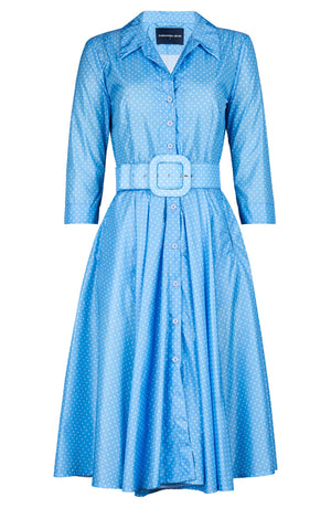 Laurent Dress Shirt Collar 3/4 Sleeve Long Length Poliamide Taffta (Gentlemans Dot)