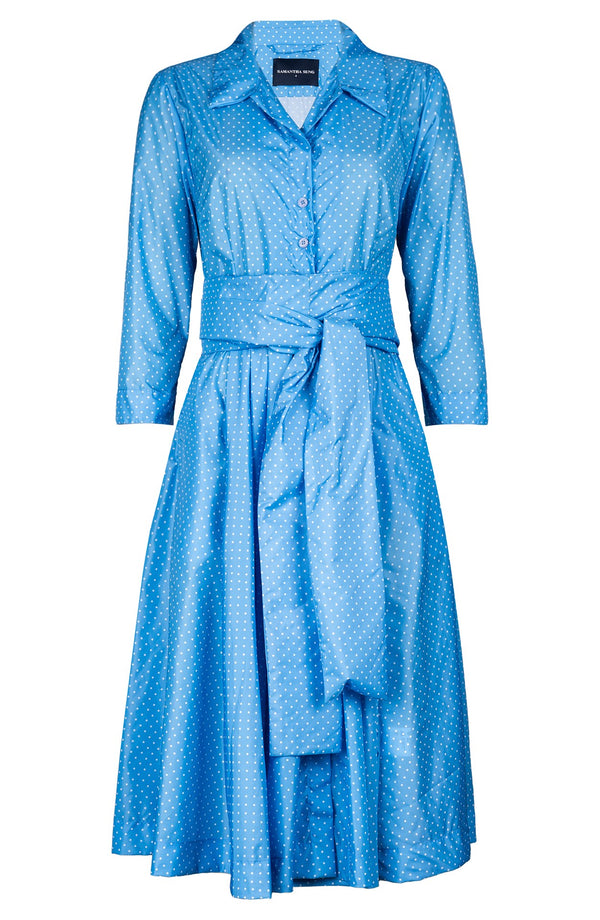 Laurent Dress Shirt Collar 3/4 Sleeve Long Length Poliamide Taffta (Gentlemans Dot)