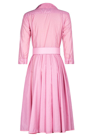 Laurent Dress Shirt Collar 3/4 Sleeve Long Length Poliamide Taffta (Gentlemans Dot)