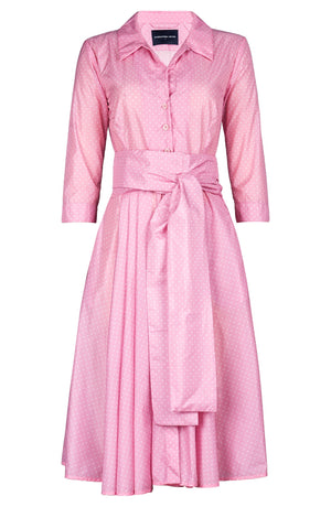 Laurent Dress Shirt Collar 3/4 Sleeve Long Length Poliamide Taffta (Gentlemans Dot)