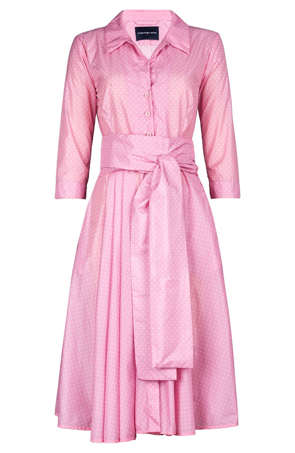 Laurent Dress Shirt Collar 3/4 Sleeve Long Length Poliamide Taffta (Gentlemans Dot)