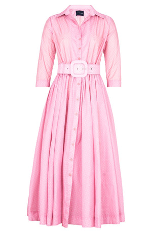 Terry Dress Shirt Collar 3/4 Sleeve Midi Length Poliamide Taffta (Gentlemans Dot)