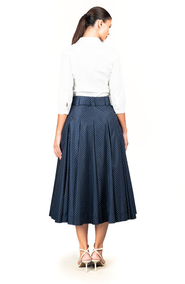 Samantha Skirt Midi Length Poliamide Taffta (Gentlemans Dots Dark)