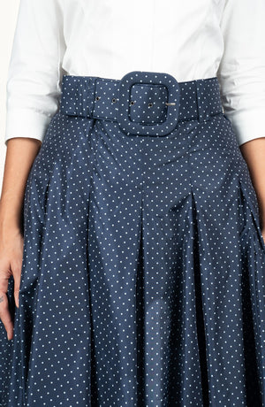 Samantha Skirt Midi Length Poliamide Taffta (Gentlemans Dots Dark)
