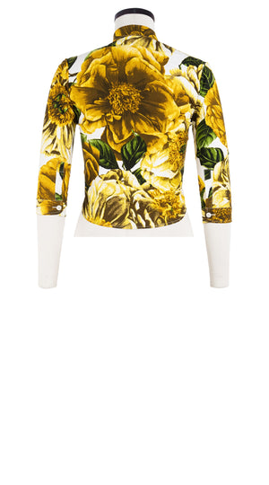 Sabrina Shirt Shirt Collar 3/4 Sleeve Cotton Stretch (Giant Poppy White)