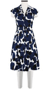 Audrey Dress #3 Shirt Collar Cap Sleeve Cotton Stretch (Giraffe Dot)