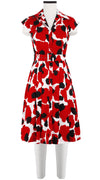 Audrey Dress #3 Shirt Collar Cap Sleeve Cotton Stretch (Giraffe Dot)