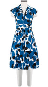Audrey Dress #3 Shirt Collar Cap Sleeve Cotton Stretch (Giraffe Dot)