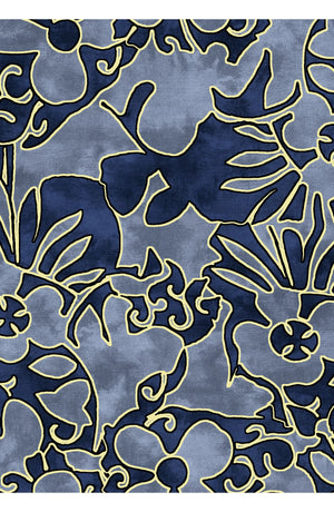 Audrey Dress #1 Shirt Collar 3/4 Sleeve Long Length Cotton Stretch (Giungla Flower)
