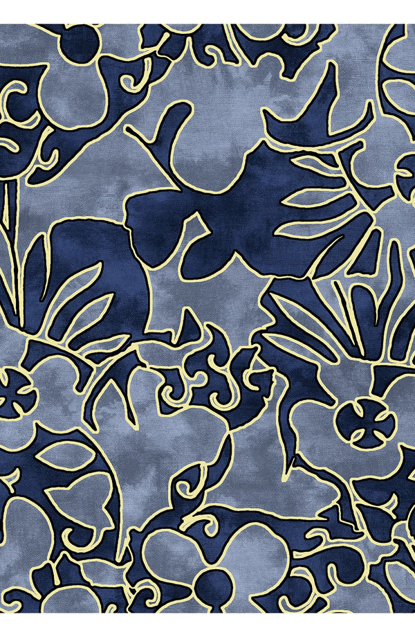 Audrey Dress #1 Shirt Collar 3/4 Sleeve Long Length Cotton Stretch (Giungla Flower)