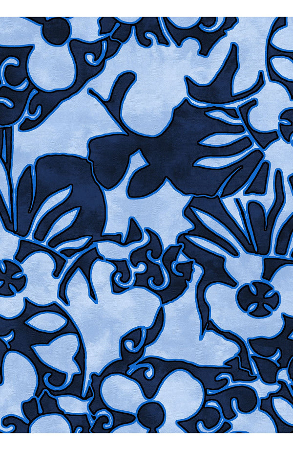 Audrey Dress #1 Shirt Collar 3/4 Sleeve Long Length Cotton Stretch (Giungla Flower)