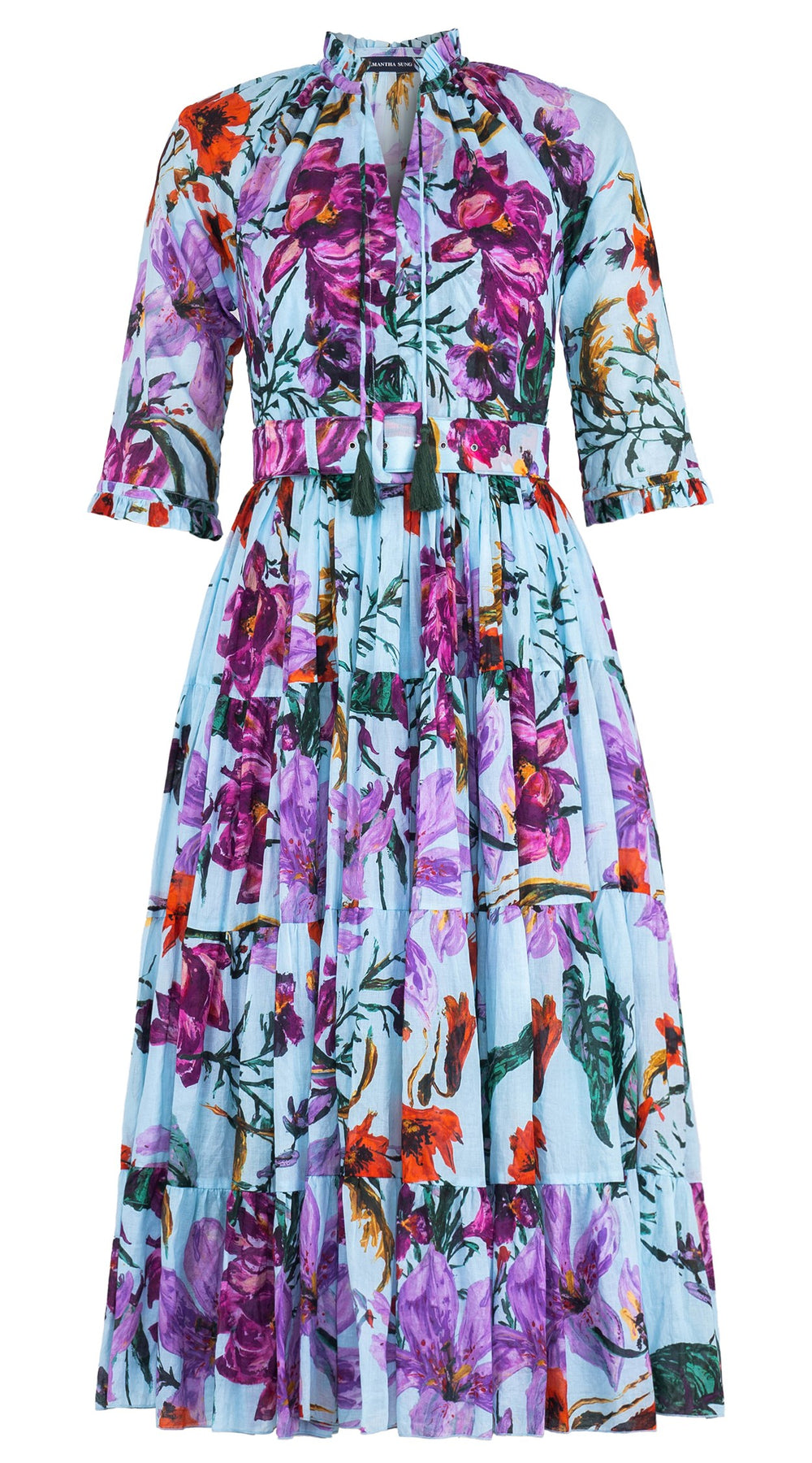 Eva Dress Crew Neck 3/4 Sleeve Midi Length Cotton Musola (Gogh Summer)