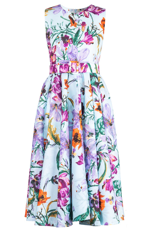 Abelia Dress Crew Neck Sleeveless Midi Length Poliamide Taffta (Gogh Summer)