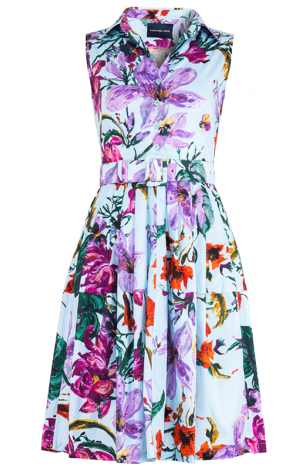 Claire Dress Shirt Collar Sleeveless Regular Length Cotton Stretch (Gogh Summer)