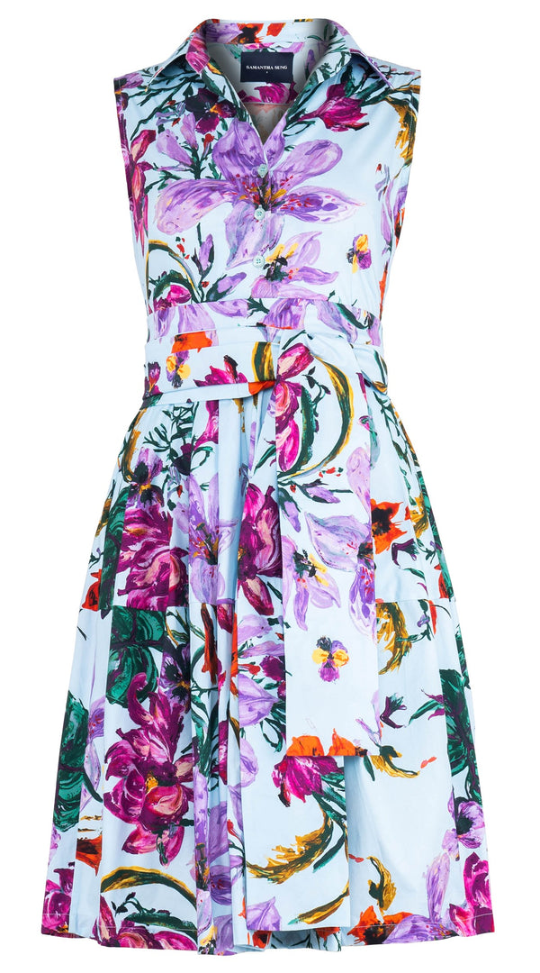 Claire Dress Shirt Collar Sleeveless Regular Length Cotton Stretch (Gogh Summer)