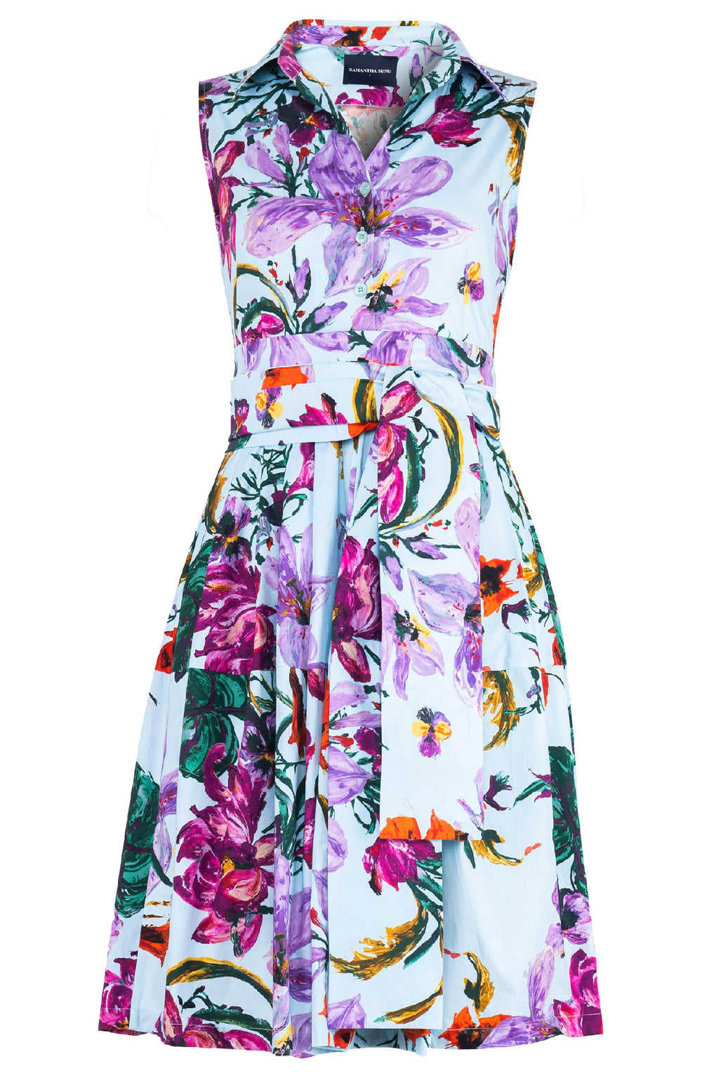 Claire Dress Shirt Collar Sleeveless Regular Length Cotton Stretch (Gogh Summer)