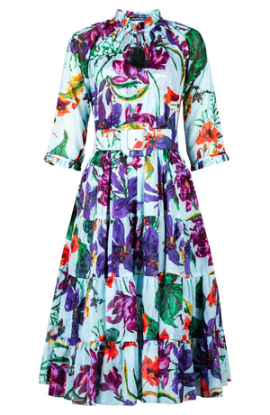 Eva Dress Crew Neck 3/4 Sleeve Long +3 Length Cotton Musola (Gogh Summer)