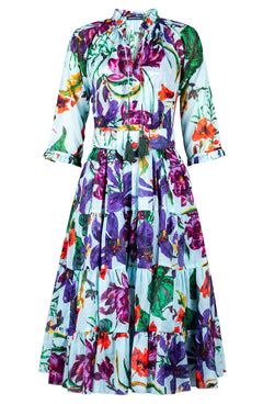 Eva Dress Crew Neck 3/4 Sleeve Long +3 Length Cotton Musola (Gogh Summer)