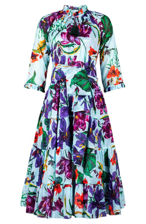 Eva Dress Crew Neck 3/4 Sleeve Long +3 Length Cotton Musola (Gogh Summer)