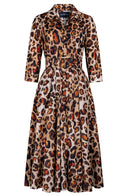 Laurent Dress Shirt Collar 3/4 Sleeve Midi Length Poliamide Taffta (Gold Tiger)
