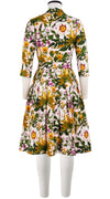 Audrey Dress #1 Shirt Collar 3/4 Sleeve Cotton Stretch (Goldenrod Flower)