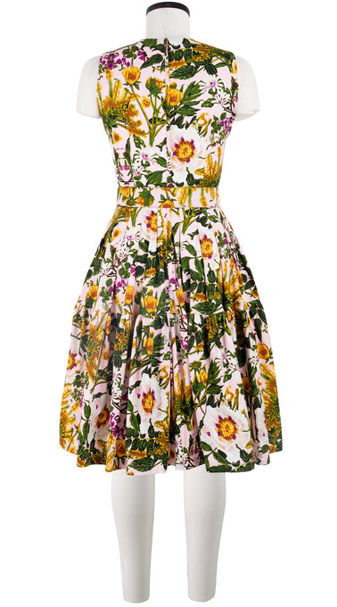 Rose Dress Crew Neck Sleeveless Cotton Stretch (Goldenrod Flower)