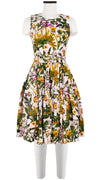 Rose Dress Crew Neck Sleeveless Cotton Stretch (Goldenrod Flower)