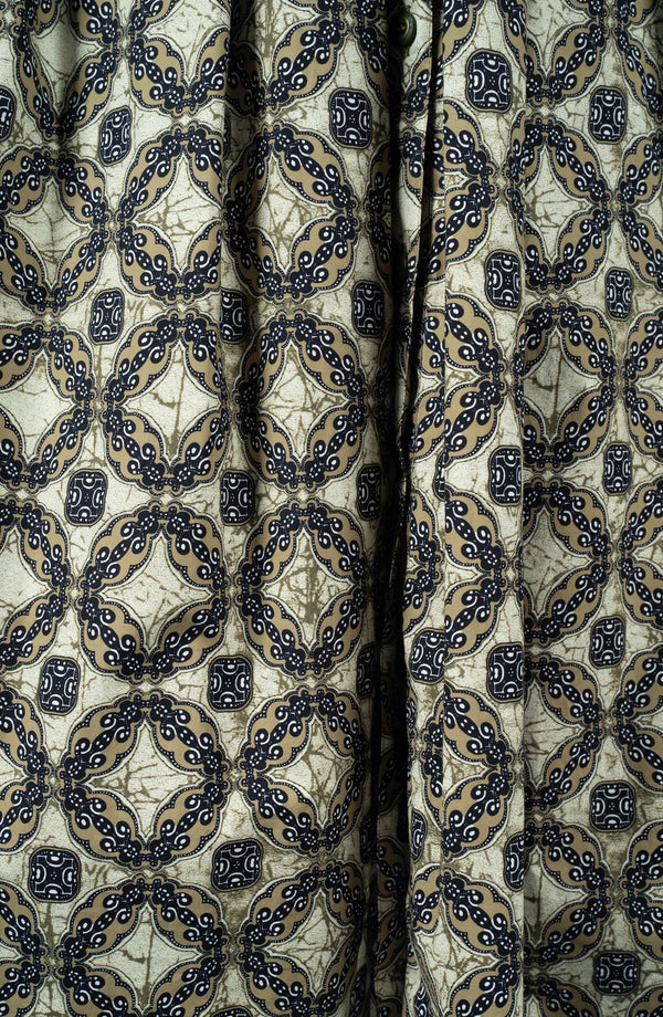 Audrey Dress #1 Shirt Collar 3/4 Sleeve Long Length Cotton Stretch (Gotico Beige)