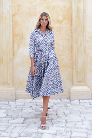 Terry Dress Shirt Collar 3/4 Sleeve Midi Plus Length Poliamide Taffta (Gotico)