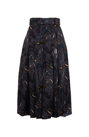 Zeller Skirt Midi Length Wool (Grasshouse Bird) - Grey