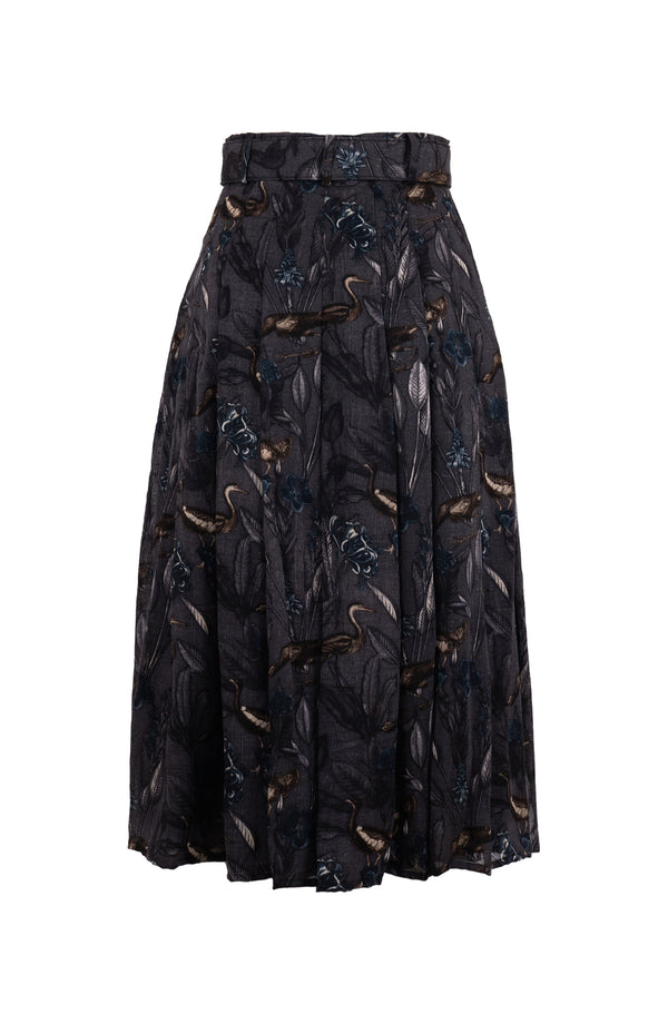 Zeller Skirt Midi Length Wool (Grasshouse Bird) - Grey