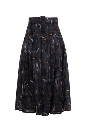 Zeller Skirt Midi Length Wool (Grasshouse Bird) - Grey