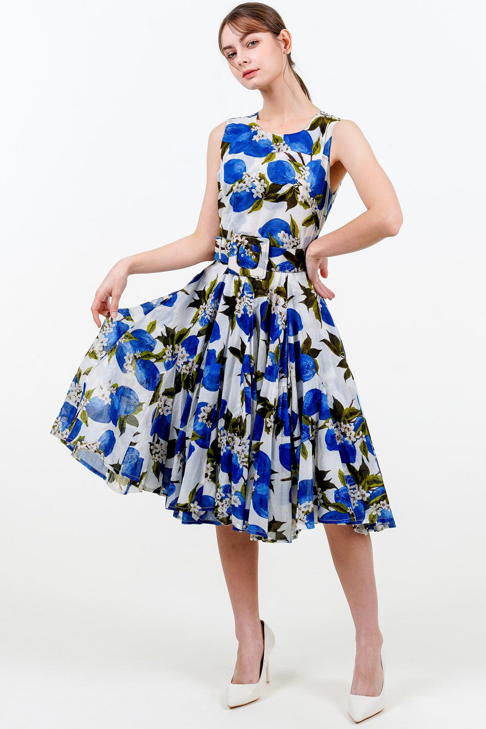 Birdy Dress #2 Crew Neck Sleeveless Petite Length Cotton Musola (Lemon Original)