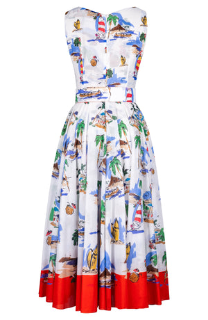 Aster Dress Boat Neck Sleeveless Midi Length Cotton Musola (Hawaiian Souvenir)