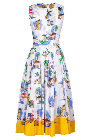 Aster Dress Crew Neck Sleeveless Midi Length Cotton Musola (Hawaiian Souvenir)
