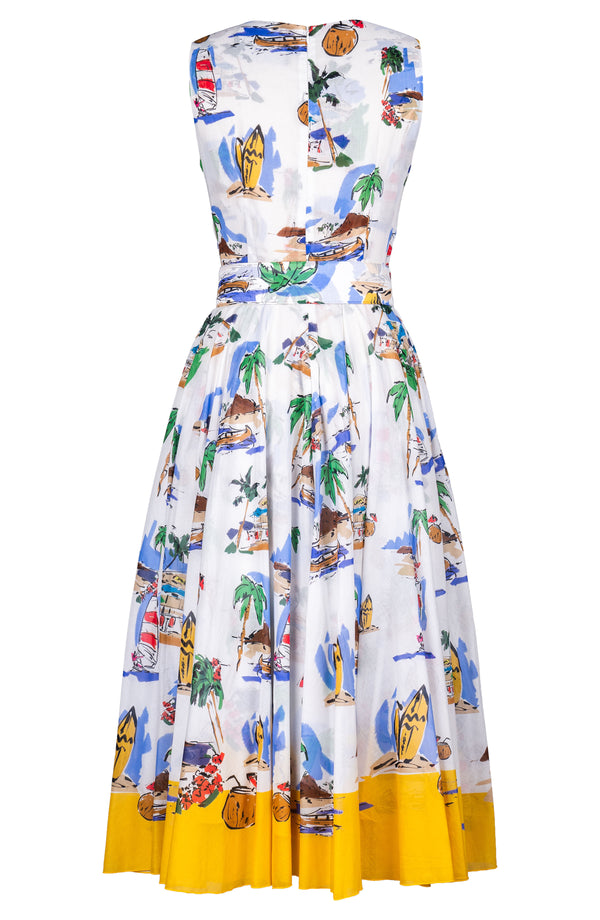 Aster Dress Crew Neck Sleeveless Midi Length Cotton Musola (Hawaiian Souvenir)