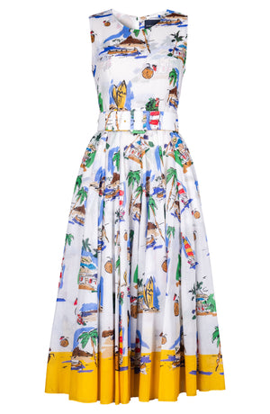 Aster Dress Crew Neck Sleeveless Midi Length Cotton Musola (Hawaiian Souvenir)