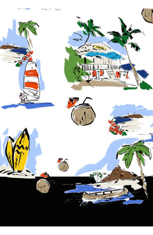 Terry Dress Shirt Collar Sleeveless Midi Plus Length Poliamide Taffta (Hawaiian Souvenir)